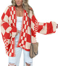 Hjalmar Women's Checkered Knit Cardigan – Open-Front Design, V-Neckline & Comfortable Fit