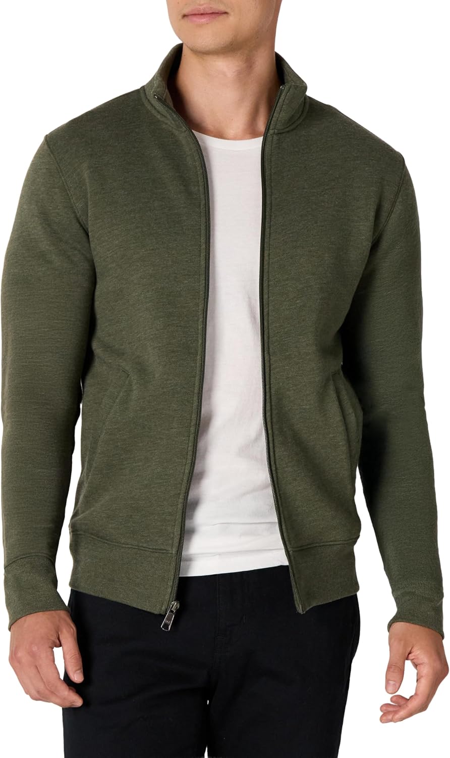 Brennus Men's Full-Zip Fleece Sweatshirt – Mock Neck, Regular Fit & Front Handy Pockets