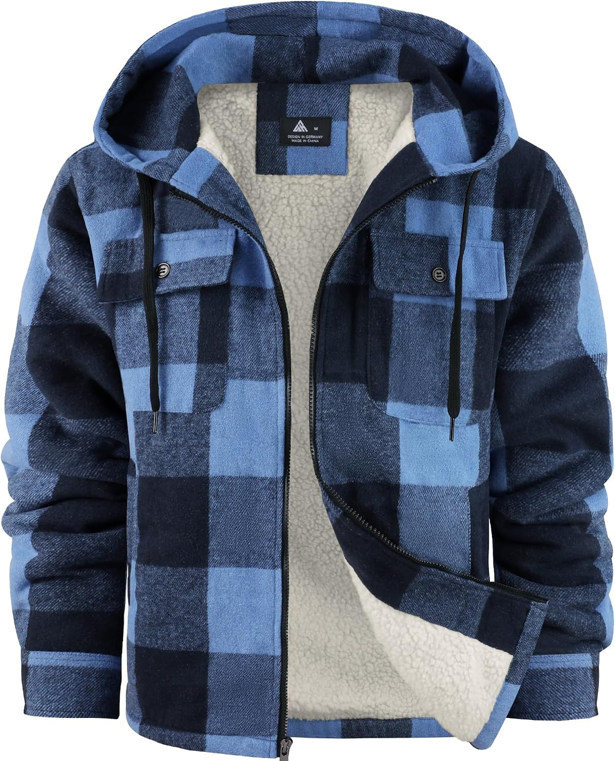Gwendolyn Men's Plaid Flannel Jacket – Sherpa Lined, With Hood, Full-Length Zipper & 4 Handy Pockets