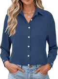 Xerxine Women's Gingham Shirt – Button-Up Front, Turn-Down Collar & Roll-Up Sleeves