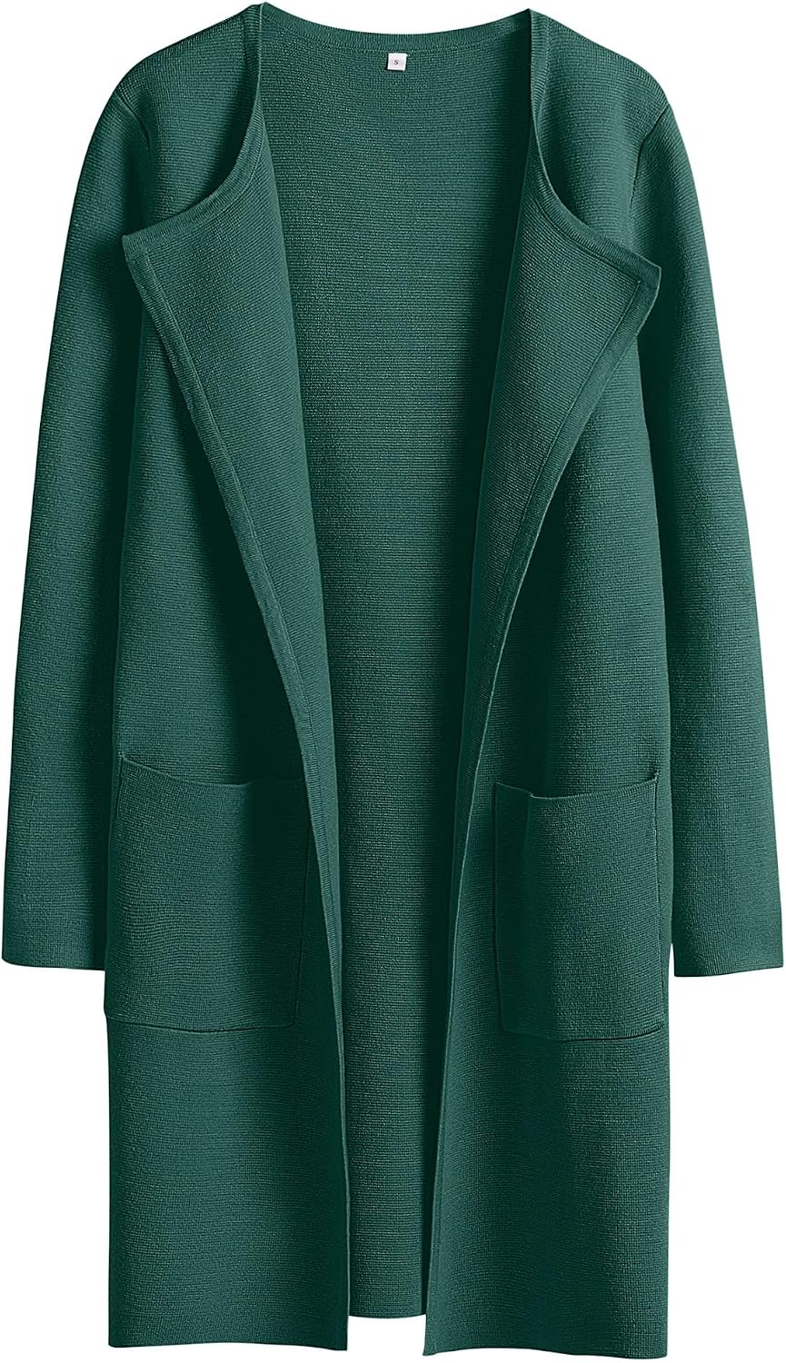 Giselle Women's Open-Front Knit Cardigan – Lapel Neck, Handy Pockets & Relaxed Layering Fit
