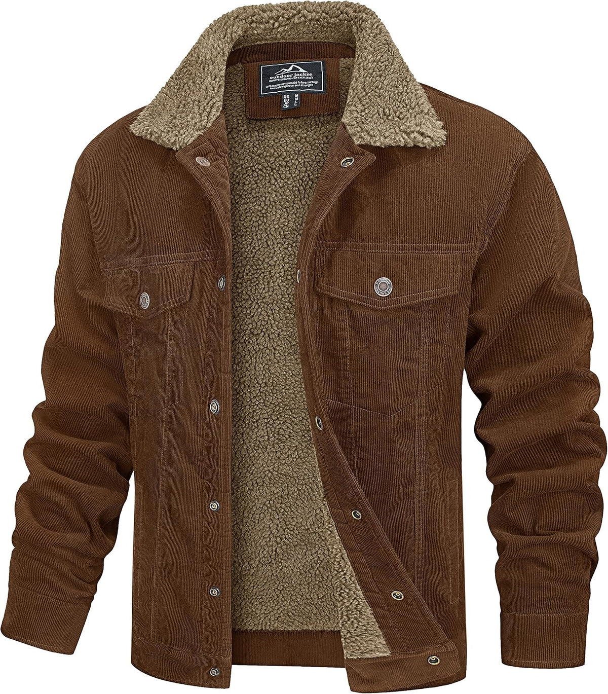 Faolan Men's Corduroy Trucker Jacket – Sherpa Lined, Snap Front & 5 Handy Pockets