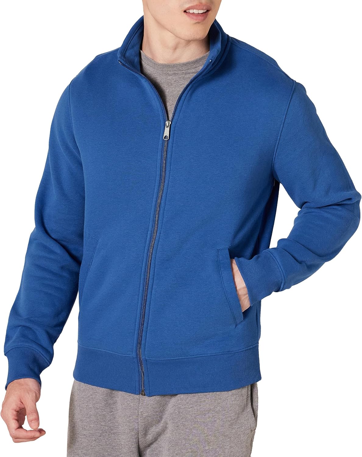 Brennus Men's Full-Zip Fleece Sweatshirt – Mock Neck, Regular Fit & Front Handy Pockets