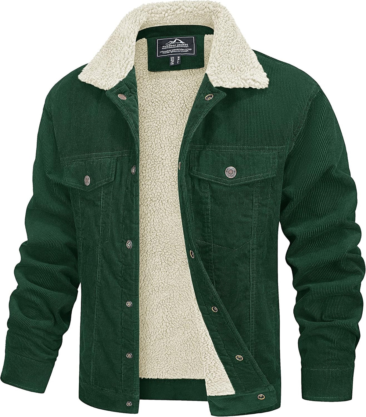 Faolan Men's Corduroy Trucker Jacket – Sherpa Lined, Snap Front & 5 Handy Pockets