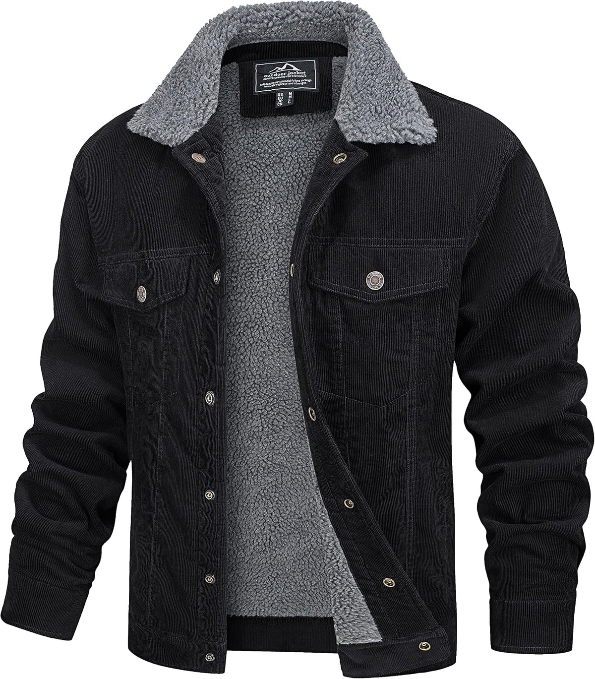 Faolan Men's Corduroy Trucker Jacket – Sherpa Lined, Snap Front & 5 Handy Pockets