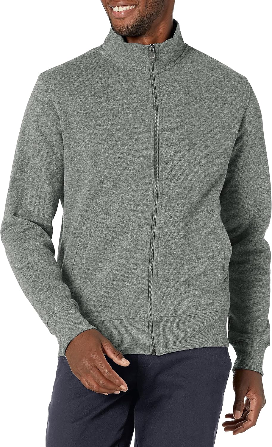 Brennus Men's Full-Zip Fleece Sweatshirt – Mock Neck, Regular Fit & Front Handy Pockets