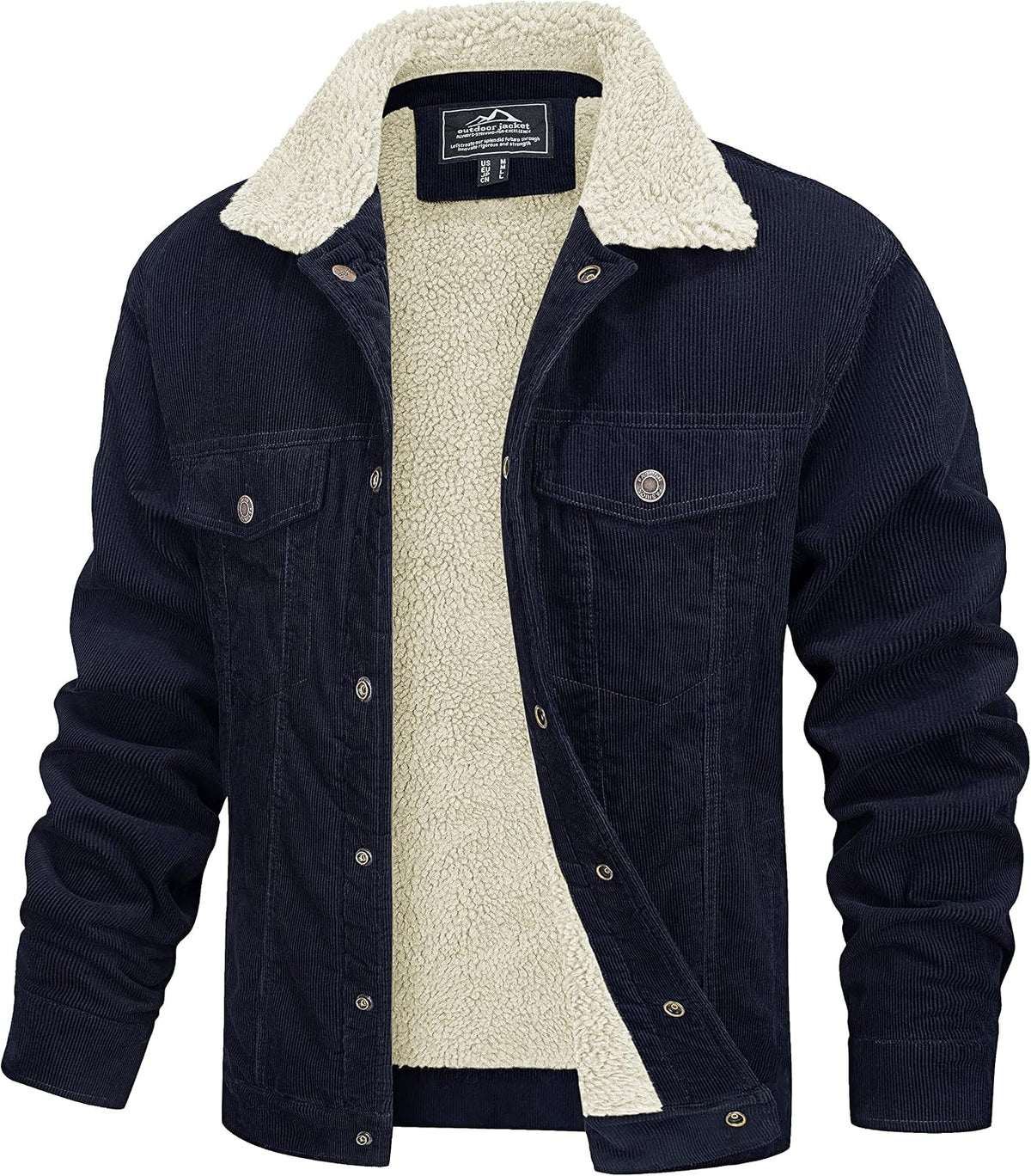 Faolan Men's Corduroy Trucker Jacket – Sherpa Lined, Snap Front & 5 Handy Pockets