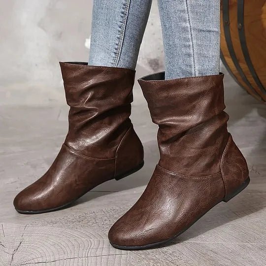 Kirstyn Women's Leather Boots – Genuine Leather with Non-Slip Sole & Sleek Silhouette