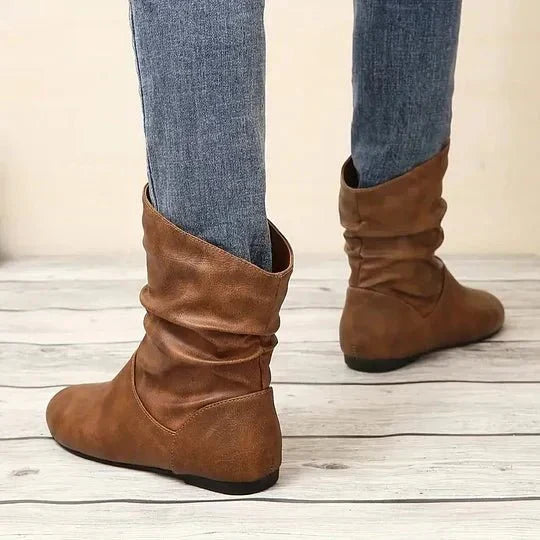 Kirstyn Women's Leather Boots – Genuine Leather with Non-Slip Sole & Sleek Silhouette