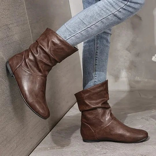 Kirstyn Women's Leather Boots – Genuine Leather with Non-Slip Sole & Sleek Silhouette