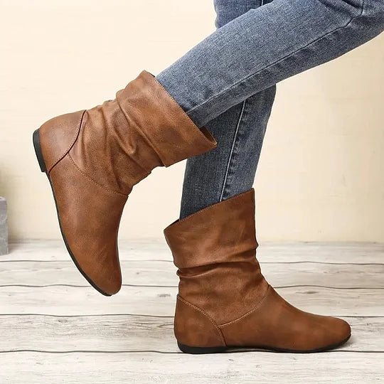 Kirstyn Women's Leather Boots – Genuine Leather with Non-Slip Sole & Sleek Silhouette