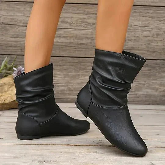 Kirstyn Women's Leather Boots – Genuine Leather with Non-Slip Sole & Sleek Silhouette