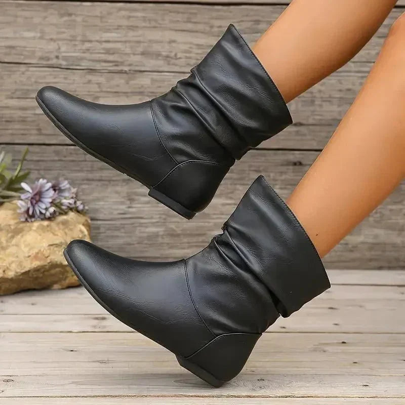 Kirstyn Women's Leather Boots – Genuine Leather with Non-Slip Sole & Sleek Silhouette