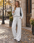 Uma Women's Two-Piece Lounge Set – Long Sleeve Top & Wide-Leg Drawstring Casual Pants