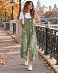 Elara Floral Denim Overalls – Wide Leg Jumpsuit with Adjustable Straps & Pockets