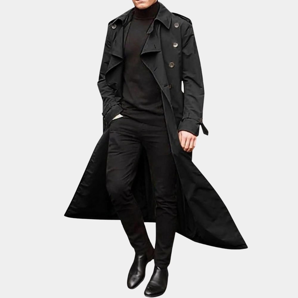 Leocadia Men's Trench Coat – Long Water-Resistant Coat with a Classic Cut & Refined Style