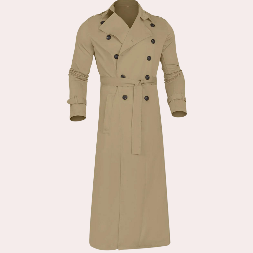 Leocadia Men's Trench Coat – Long Water-Resistant Coat with a Classic Cut & Refined Style