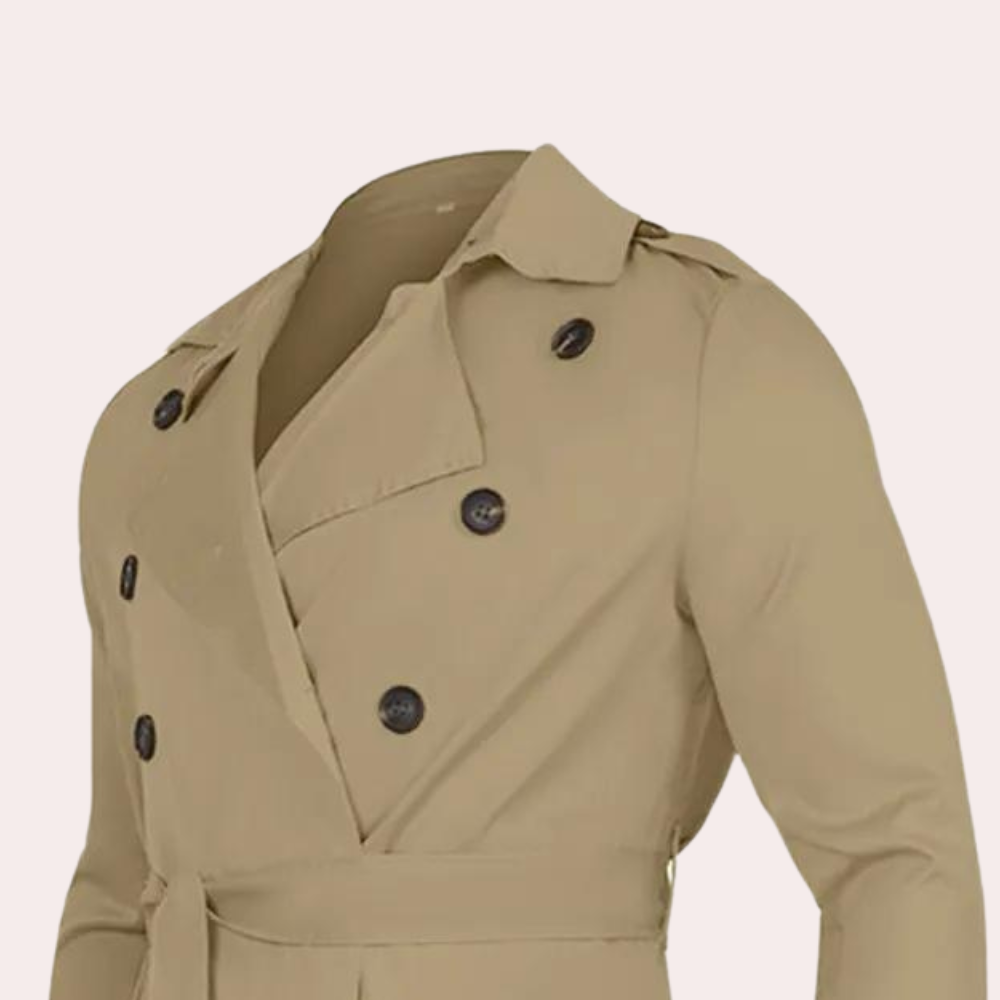 Leocadia Men's Trench Coat – Long Water-Resistant Coat with a Classic Cut & Refined Style