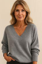 Grishilde Women's V-Neckline Cashmere Sweater – 100% Premium Cashmere in a Gentle, Insulating, Timeless Fit