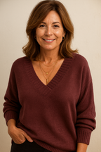 Grishilde Women's V-Neckline Cashmere Sweater – 100% Premium Cashmere in a Gentle, Insulating, Timeless Fit