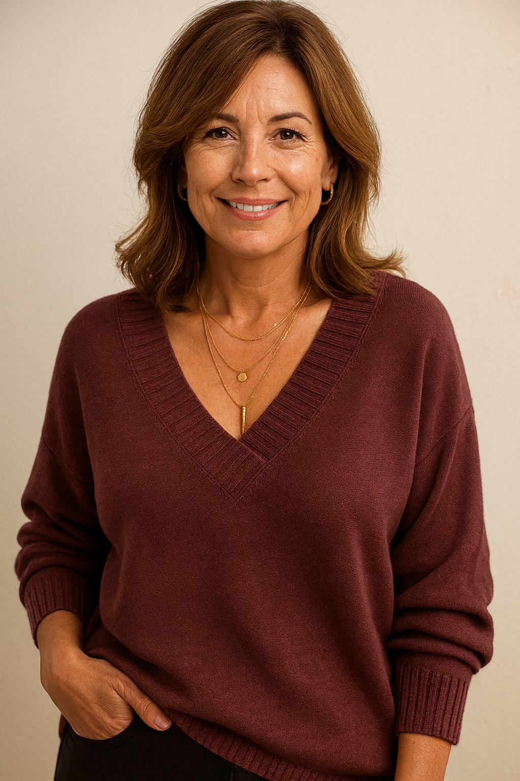 Grishilde Women's V-Neckline Cashmere Sweater – 100% Premium Cashmere in a Gentle, Insulating, Timeless Fit