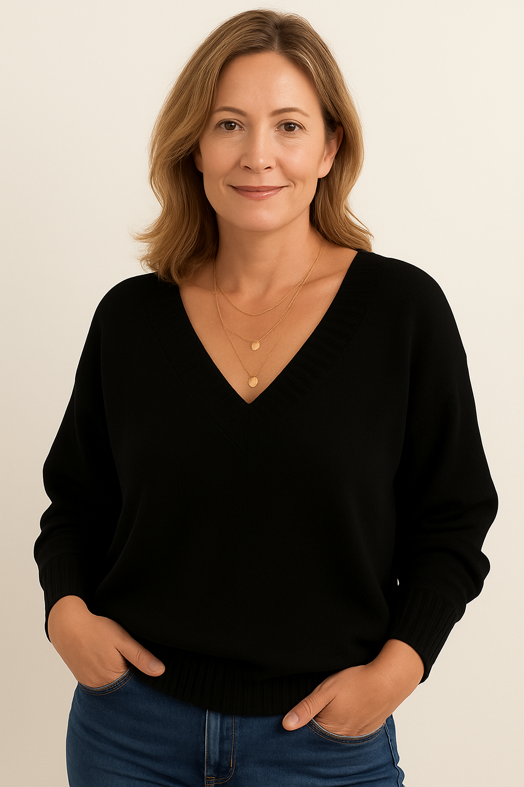 Grishilde Women's V-Neckline Cashmere Sweater – 100% Premium Cashmere in a Gentle, Insulating, Timeless Fit