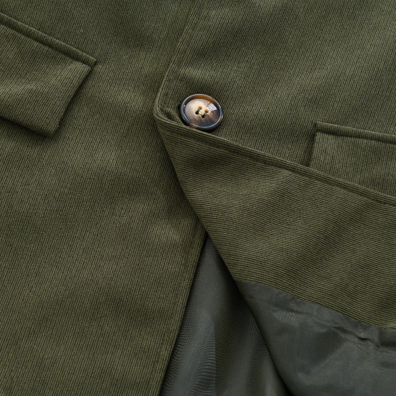 Valdemar Men's Corduroy Coat – Fitted Silhouette with Mandarin Collar & Sophisticated Side Slip Pockets
