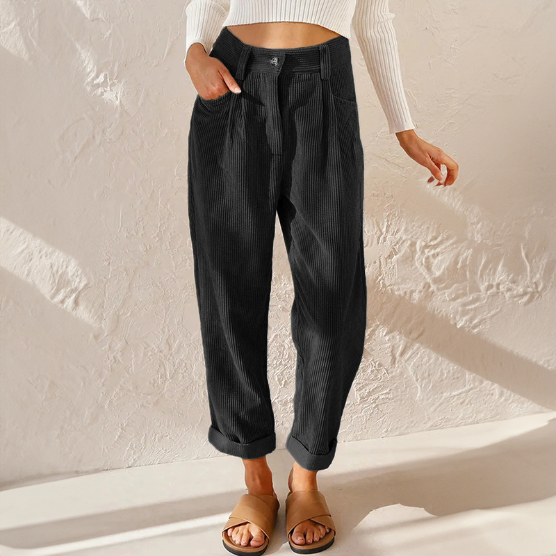 Esteban Women's Corduroy Pants – Cozy High-Rise Waist & Wide Legs for a Relaxed Look