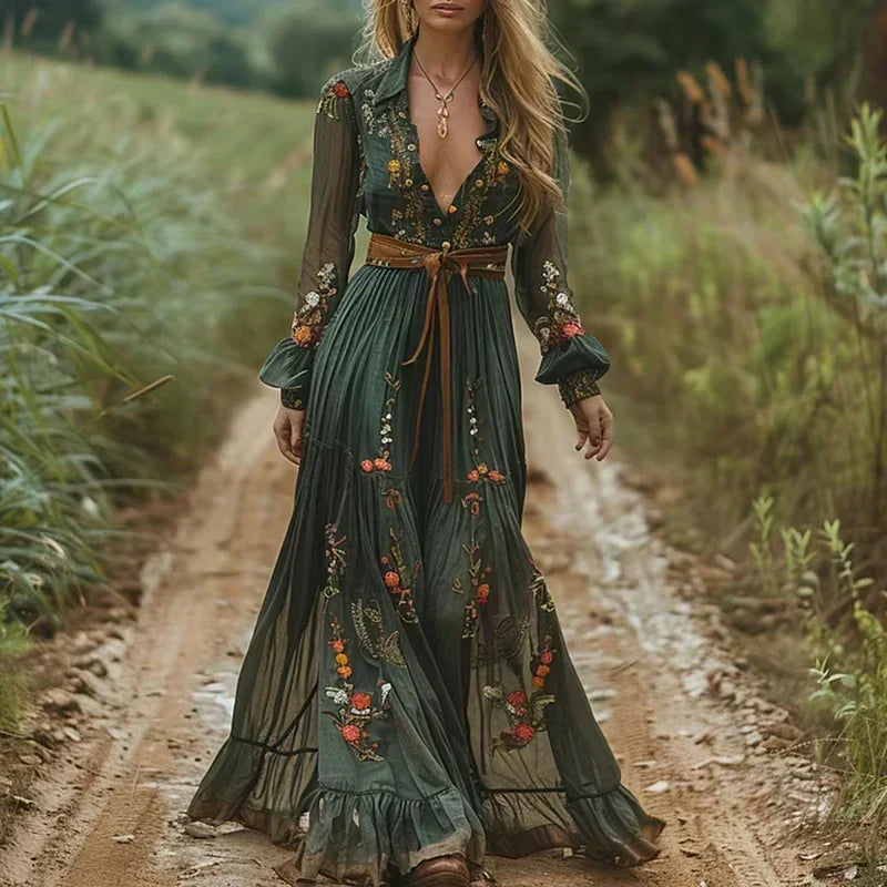 Ekaterina Boho Maxi Dress – Ruffled Women's Dress with a Relaxed, Refined Style