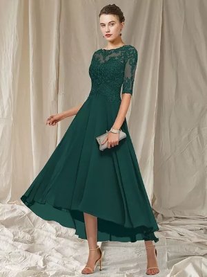 Hesper Women's Evening Gown – Refined Long Lace Dress with Flattering Fit for Festive Occasions