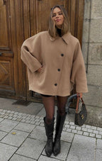Freyja Women's Coat – Refined, Cozy Oversized Wool Coat for Winter