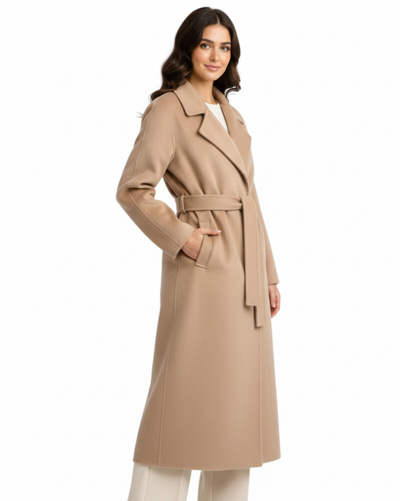 Vianne Refined Long Coat for Women – Wool-Blend Coat with Classic Notch Collar