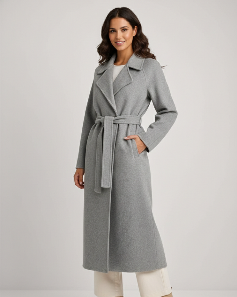 Vianne Refined Long Coat for Women – Wool-Blend Coat with Classic Notch Collar