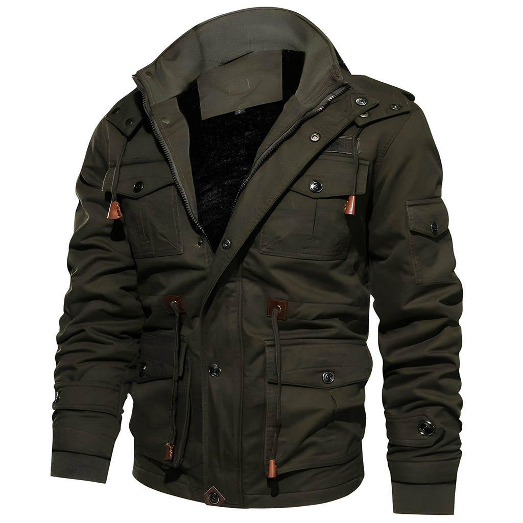 Theodric Men's Military Jacket – Waterproof Coat with Fleece Lining & Adjustable Waist