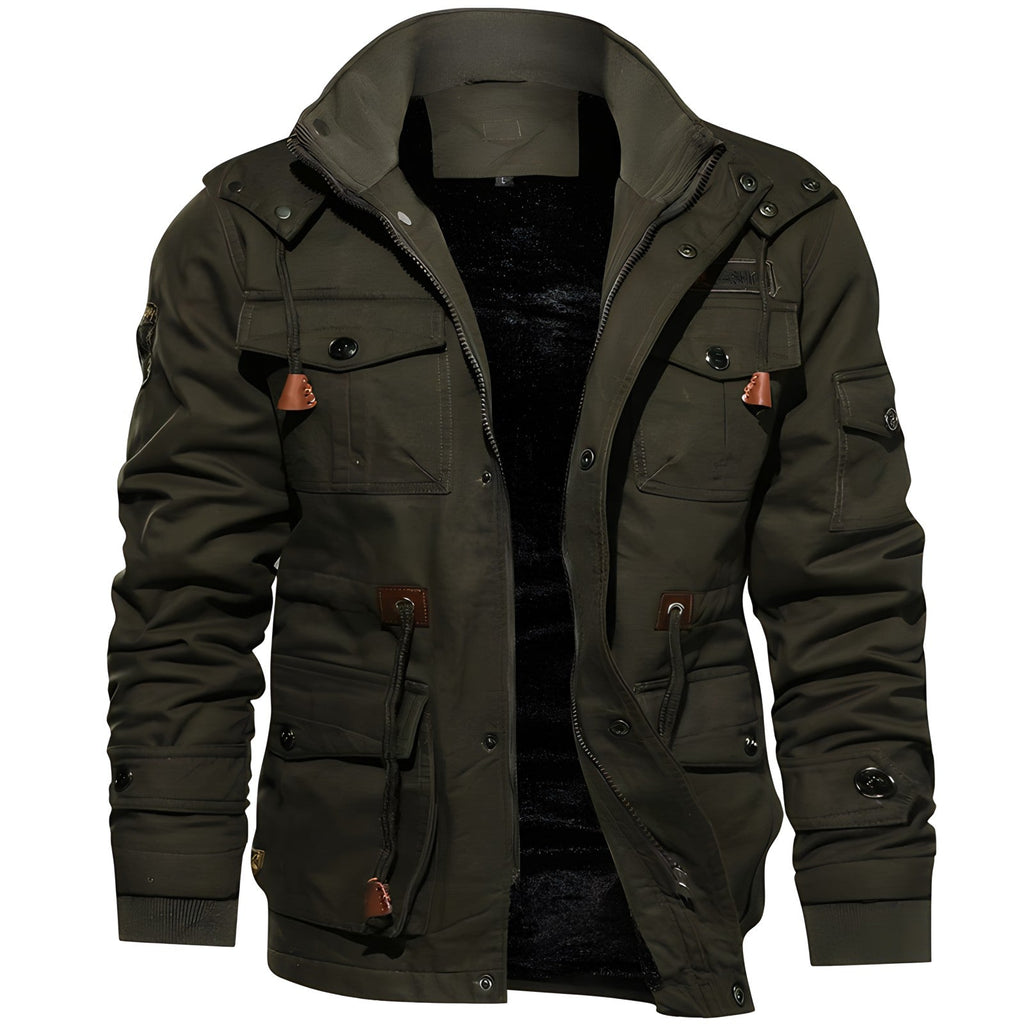 Theodric Men's Military Jacket – Waterproof Coat with Fleece Lining & Adjustable Waist