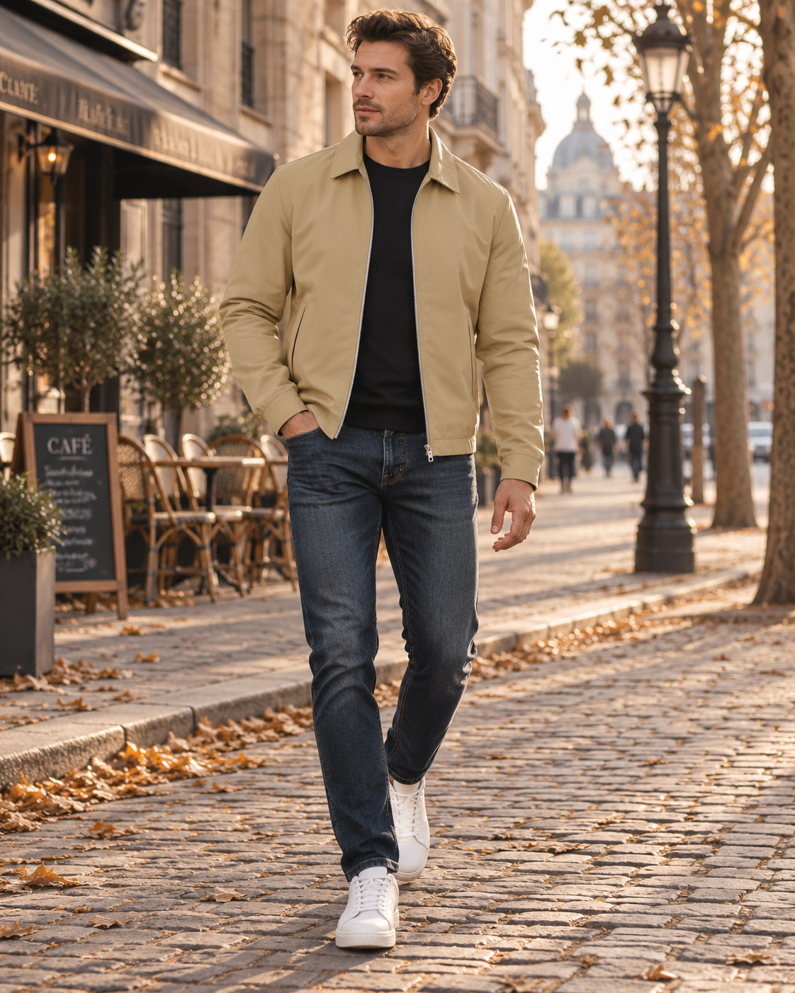 Joseph Men's Lightweight Zip Jacket – Laydown Collar, Snap Cuffs & 3 Pockets