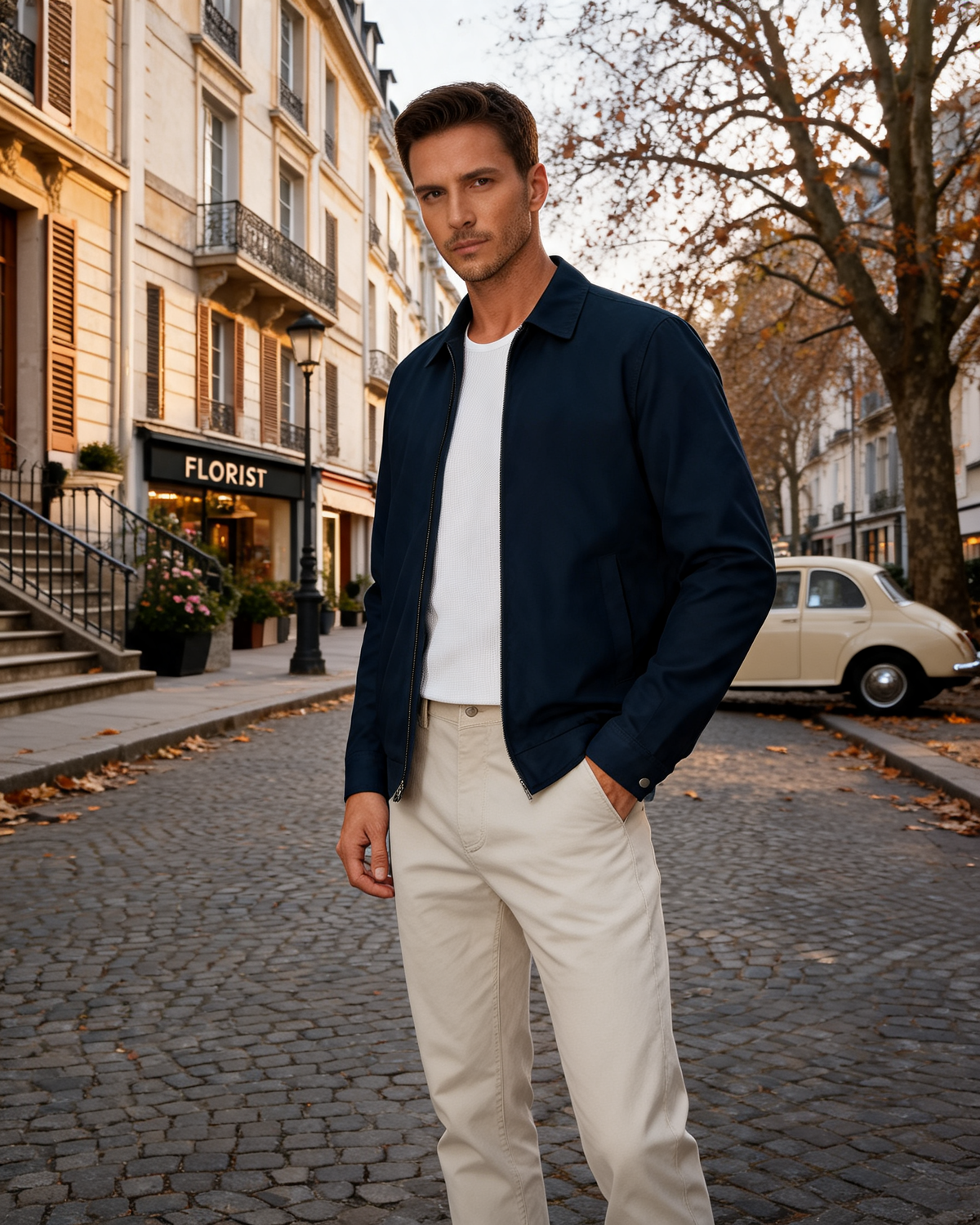 Alfred Men's Cotton Harrington Jacket – Full Zip, Plaid Lining & 3 Pockets