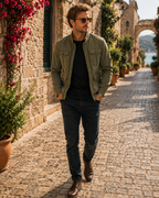 Iseult Men's Cotton Jacket – Mandarin Collar, Zip-Up Front & Retro Casual Style