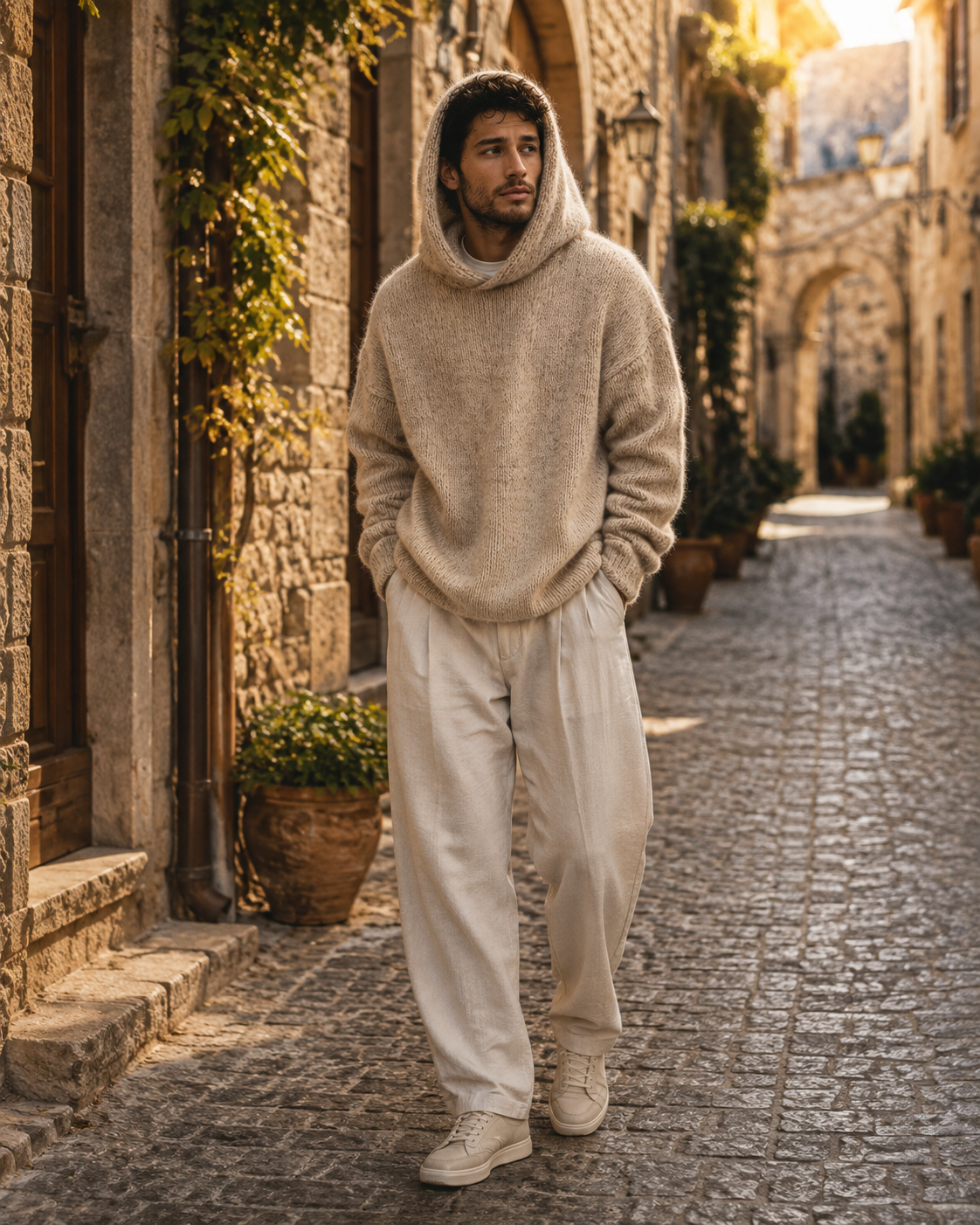 Keziah Men's With Hood Sweater – Relaxed Silhouette, Gentle Textured Knit & Ribbed Detailing