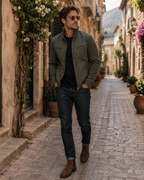 Halvard Men's Cotton Jacket – Vintage Washed Finish, Notched Lapel & Zip-Up Front