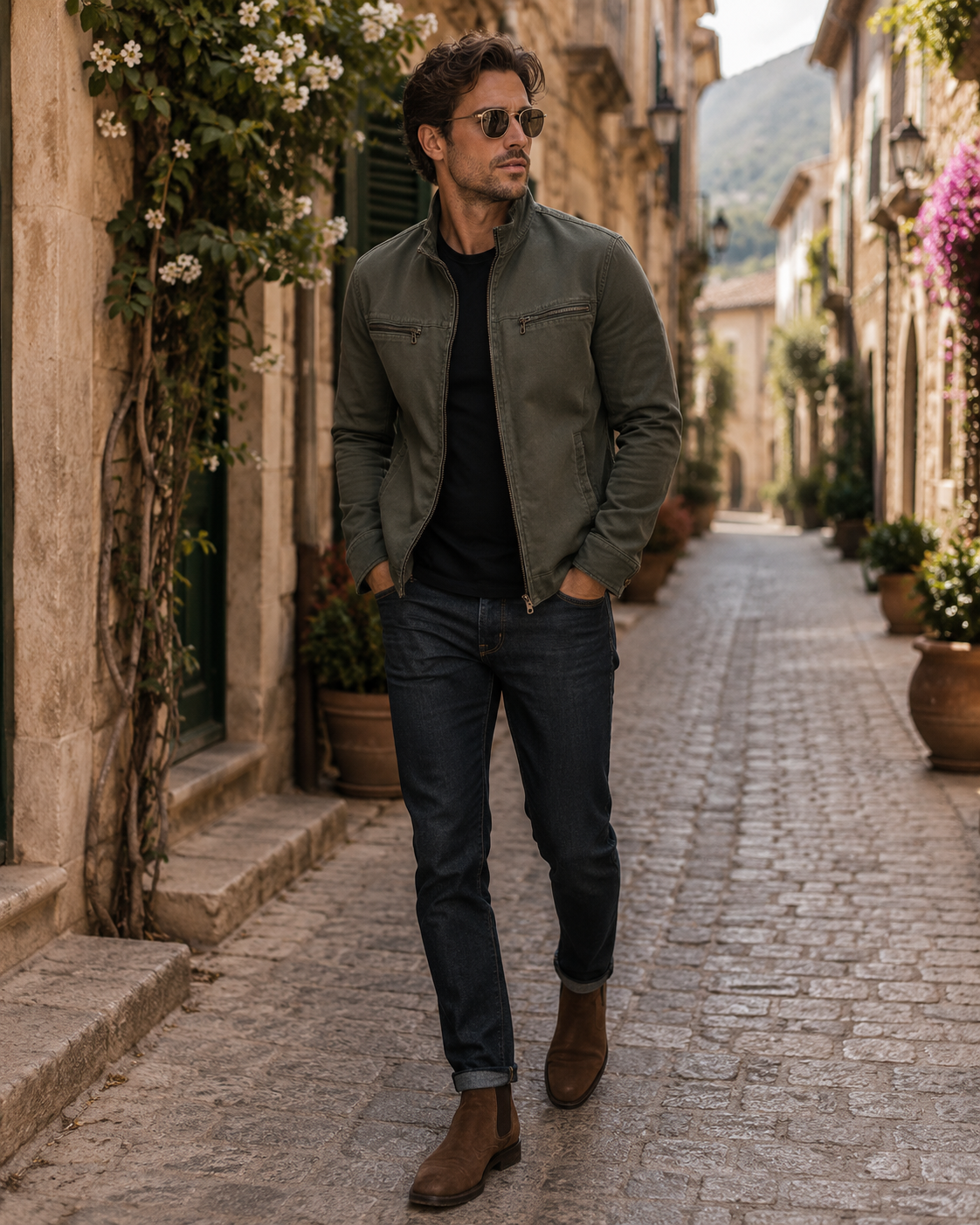 Halvard Men's Cotton Jacket – Vintage Washed Finish, Notched Lapel & Zip-Up Front
