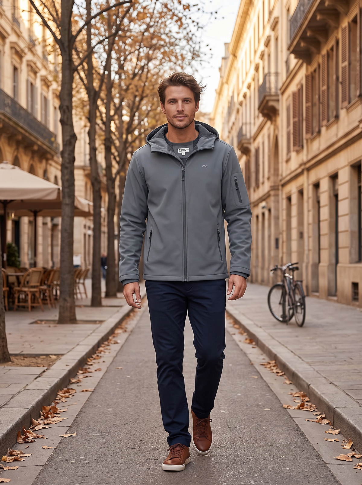 Vireo Men's Waterproof Softshell Jacket – Fleece-Lined Interior, With Hood & 5 Handy Pockets