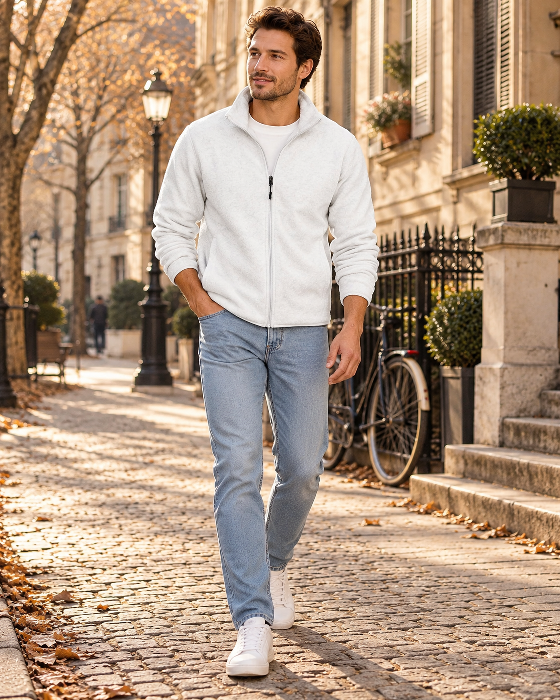 Jacob Men's Polar Fleece Jacket – Full Zip, Mock Neck & Zipped Pockets