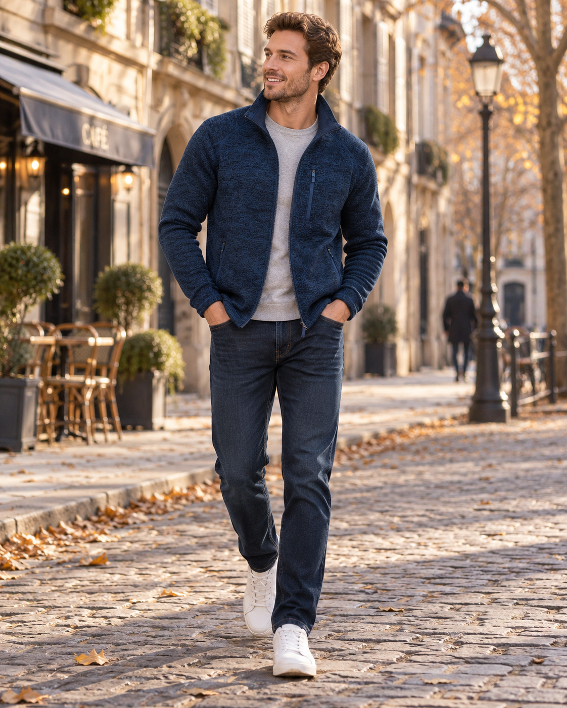 Nicholas Men's Fleece Jacket – Full Zip, Stand Collar & Zipped Pockets