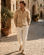 Jorah Men's Knitted Cardigan – Retro Lapel, Textured Knit & Casual Fit