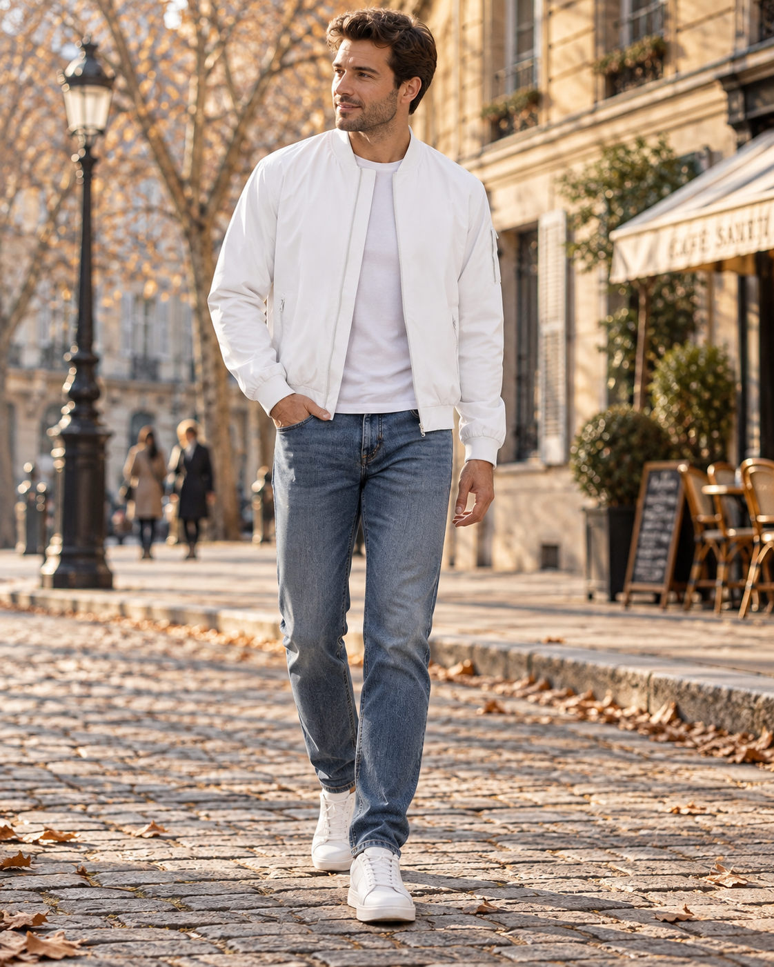 Philip Men's Lightweight Bomber Jacket – Full Zip, Ribbed Trims & 5 Pockets