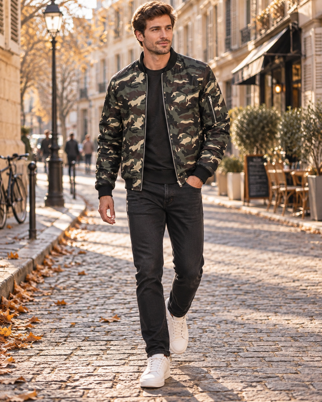 Christopher Men's Lightweight Bomber Jacket – Full Zip, Ribbed Trims & 4 Pockets
