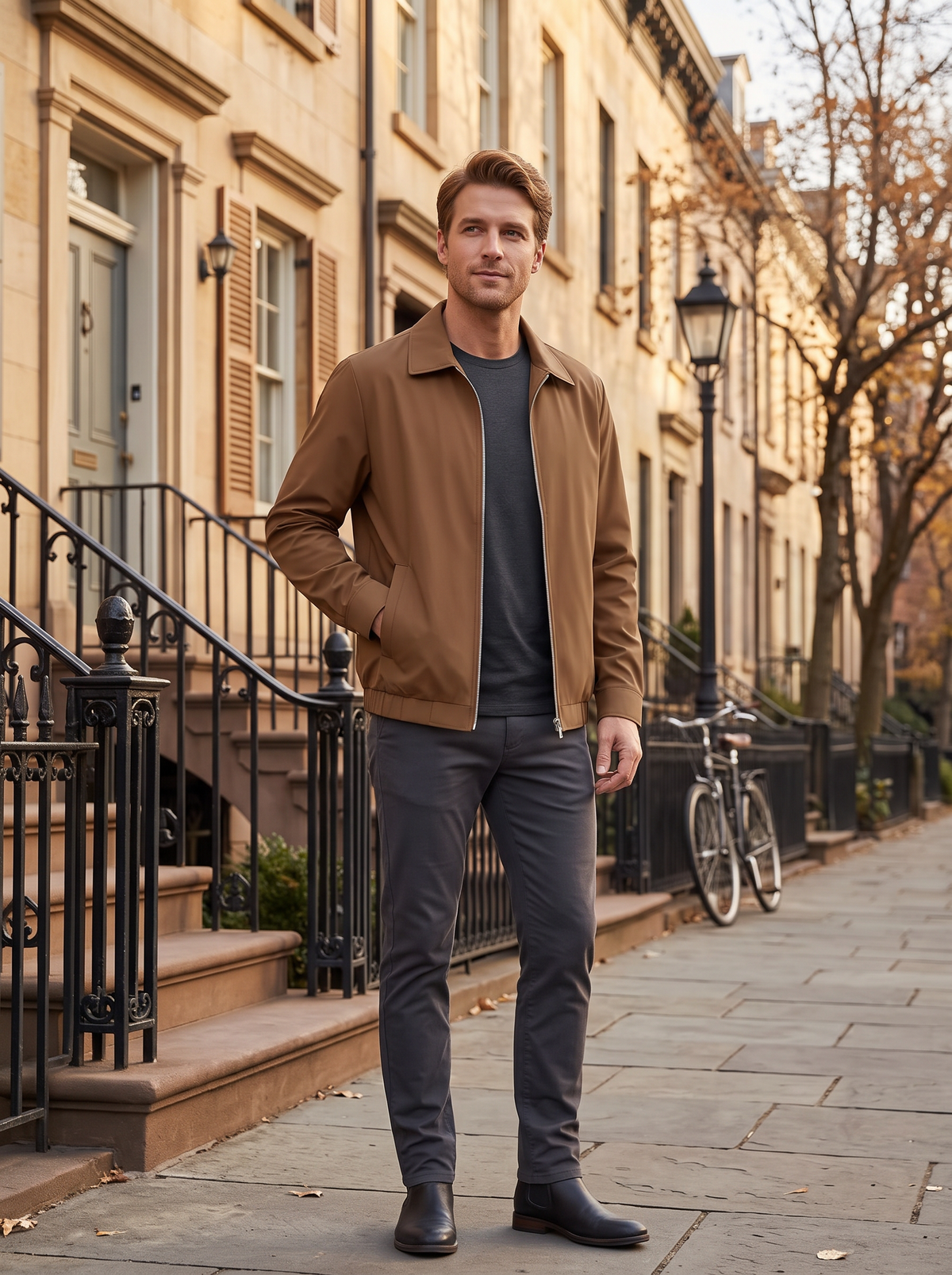 Jack Men's Lightweight Zip Jacket – Laydown Collar, 3 Pockets & Elastic Hem