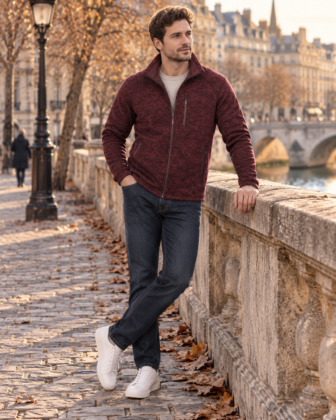 Nicholas Men's Fleece Jacket – Full Zip, Stand Collar & Zipped Pockets
