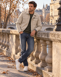 Caleb Men's Cargo Jacket – Cotton Military Style with Zip Closure & Multi Pockets